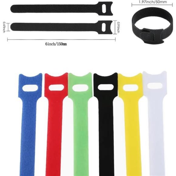 120 PCS Fastening Cable Ties Reusable, 6-Inch Adjustable Cord Ties - Picture 2 of 7